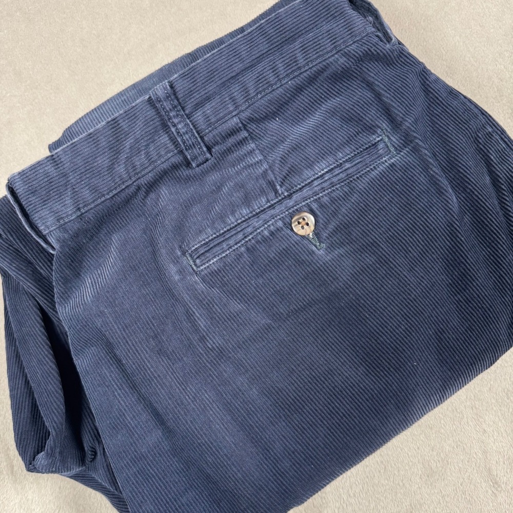 Polo Ralph Lauren Hammond Pant Mens 38x30 Navy Blue Pleated Corduroy Trousers